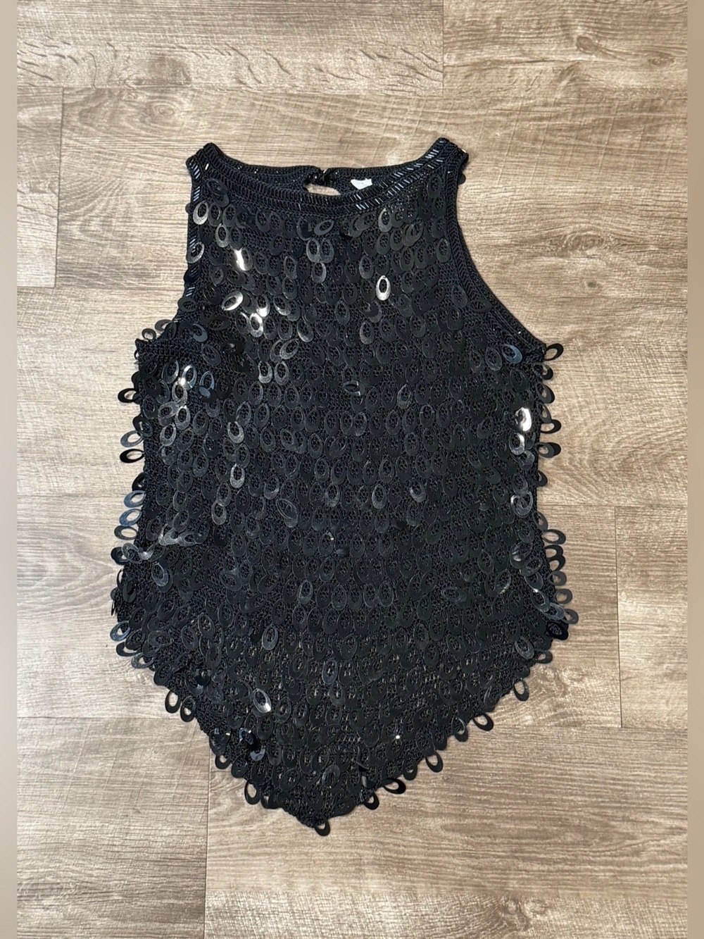 Vintage Y2k 00s Paolo Santini Sequin Crochet Top - L